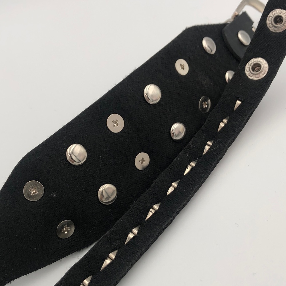 Mens Bracelet Set of 2 New Black Silver-tone Studded And Spikes - Picture 6 of 7